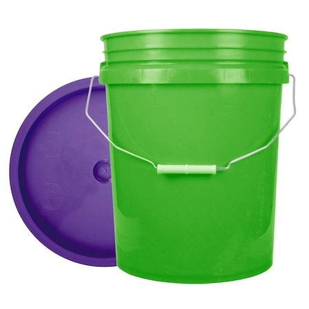 Bucket, 12 In H, Lime Green And Purple